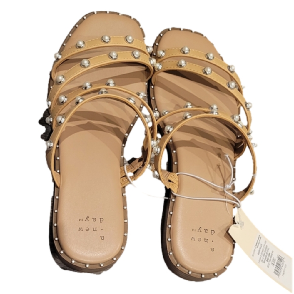 Women's Hollis Embellished Slide Sandals - a New Day Beige Size 6.5 - Picture 3 of 9